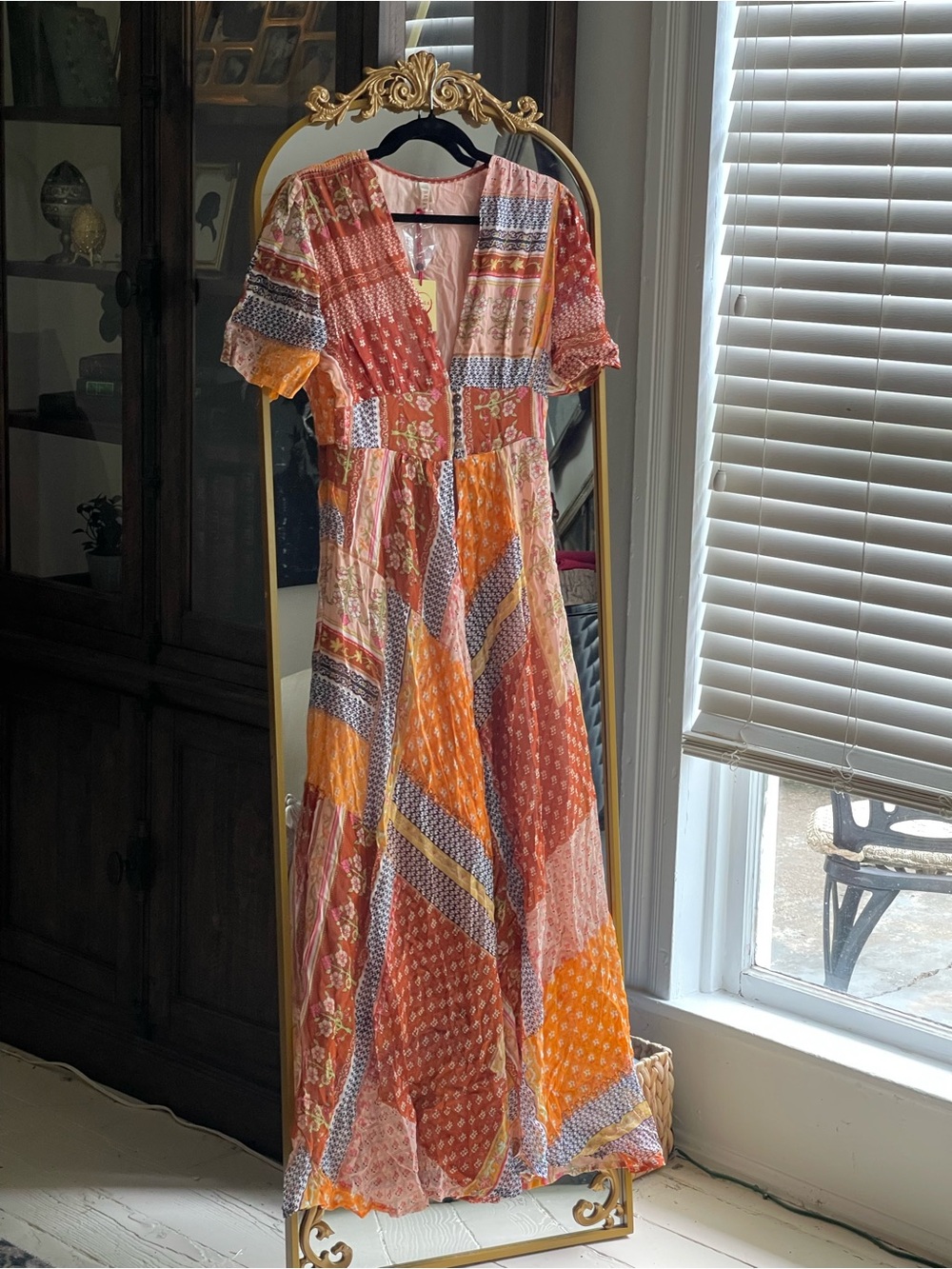 NWT Raga Boho Open Front Patchwork Maxi Kimono Coverup M